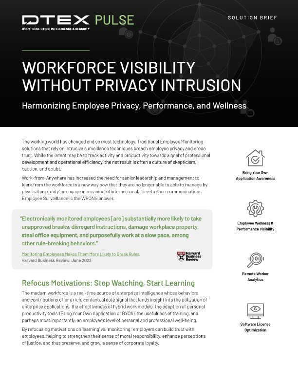 Employee Monitoring Workforce Visibility without Privacy Intrusion solution brief PULSE